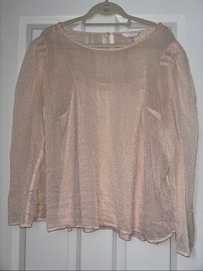 LC Lauren Conrad Light Blush Sheer Long-Sleeve Blouse